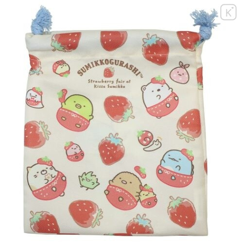 Japan Sumikko Gurashi Drawstring Bag - Strawberry - 3