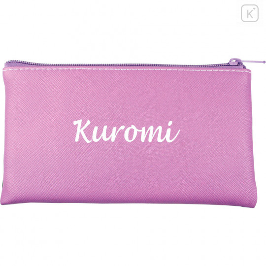Japan Sanrio Flat Artificial Leather Pouch - Kuromi - 3