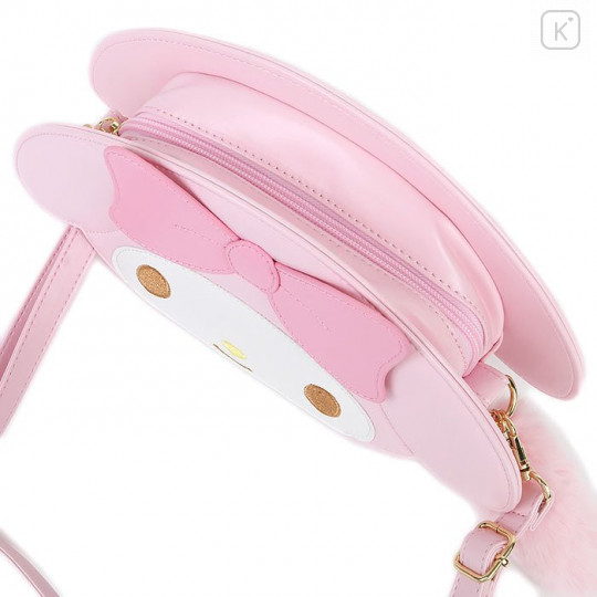 Japan Sanrio Fluffy Zipper Shoulder Bag - My Melody - 5