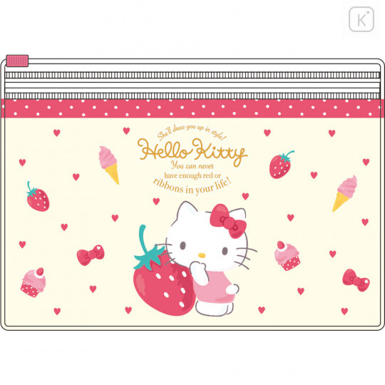 Japan Sanrio 2 Pocket Antibacterial Mask Case Clear Pouch - Hello Kitty - 1