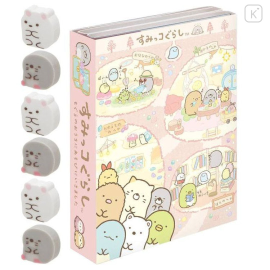 Japan San-X Memo & Mini Eraser Set - Sumikko Gurashi : Mogura Home B - 1