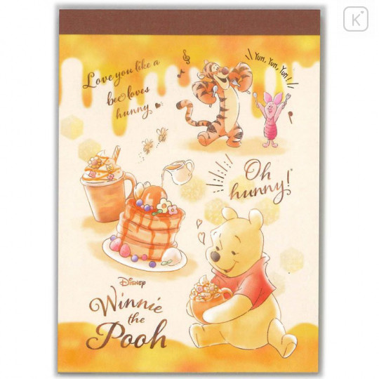 Japan Disney Mini Notepad - Winnie the Pooh & Dessert - 1