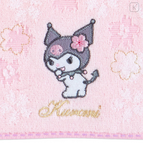 Japan Sanrio Sakura Handkerchief Petit Towel - Kuromi - 2