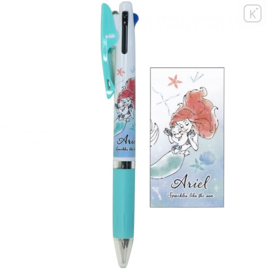Japan Disney Jetstream 3 Color Multi Ball Pen - Little Mermaid Ariel Turquoise - 1