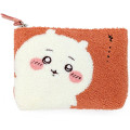 Japan Chiikawa Sagara Embroidery Flat Cosmetic Pouch - Chiikawa : Pink Orange - 1