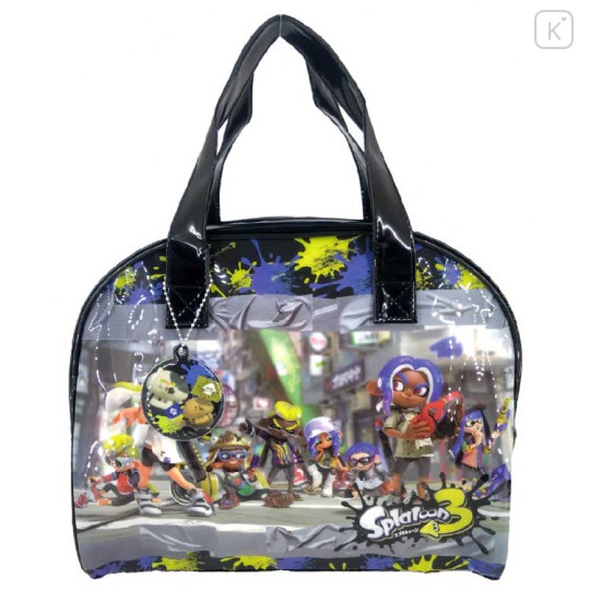 Japan Splatoon Pool Bag Boston Vinyl Tote Bag - Characters Black - 1