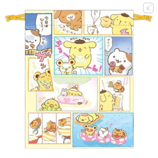 Japan Sanrio Drawstring Pouch - Pompompurin : Comic Style Happy Daily Life - 1