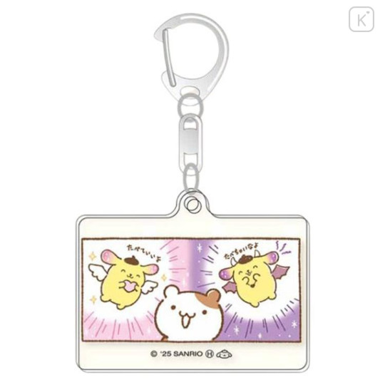 Japan Sanrio Acrylic Keychain - Pompompurin : Comic Style Angel Devil - 1
