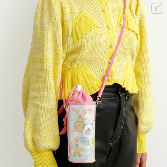 Japan San-X Plastic Bottle Pouch - Sumikko Gurashi : Pink - 3