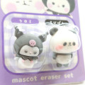 Japan Sanrio × Mochimochi Panda Mascot 3D Eraser Set - Kuromi & Mochi Mochi Panda - 1