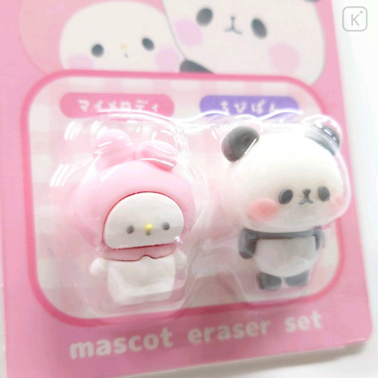 Japan Sanrio × Mochimochi Panda Mascot 3D Eraser Set - My Melody & Mochi Mochi Panda - 1