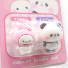 Japan Sanrio × Mochimochi Panda Mascot 3D Eraser Set - My Melody & Mochi Mochi Panda
