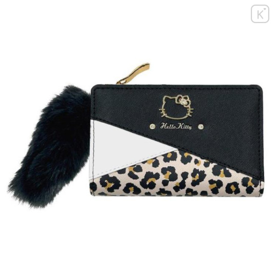 Japan Sanrio Bifold Wallet - Hello Kitty : Black White Leopard - 1