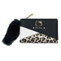Japan Sanrio Bifold Wallet - Hello Kitty : Black White Leopard - 1