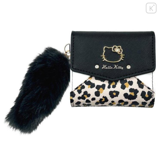 Japan Sanrio Trifold Wallet - Hello Kitty : Black White Leopard - 1