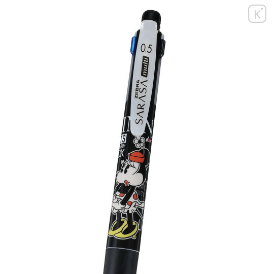 Japan Disney Store Sarasa Multi 4+1 Gel Pen & Mechanical Pencil - Minnie : Retro Black White Dots - 4