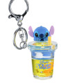 Japan Disney Store Floating Sequins Keychain - Stitch : Drink Key chain Fes - 1