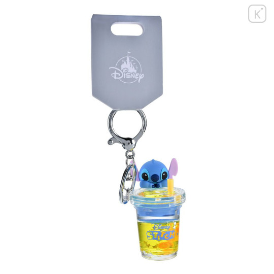 Japan Disney Store Floating Sequins Keychain - Stitch : Drink Key chain Fes - 2