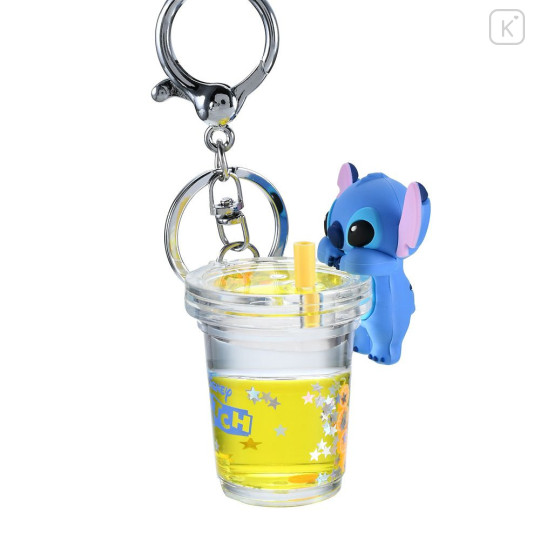 Japan Disney Store Floating Sequins Keychain - Stitch : Drink Key chain Fes - 3