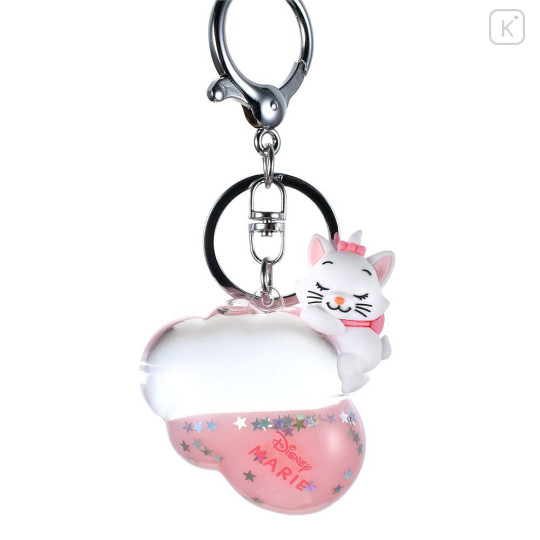 Japan Disney Store Floating Sequins Keychain - Marie : Sleep On Cloud Key chain Fes - 1