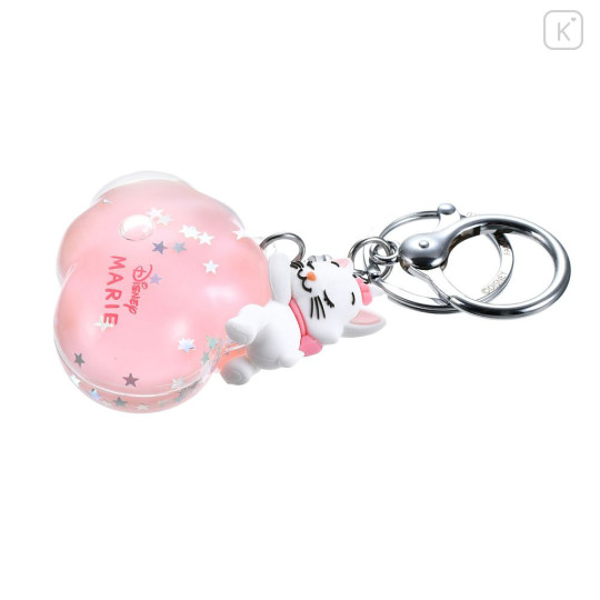 Japan Disney Store Floating Sequins Keychain - Marie : Sleep On Cloud Key chain Fes - 5