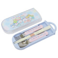 Japan San-X Bento Lunch Cutlery Set Spoon Fork Chopstick - Sumikko Gurashi : Shirokuma Hometown Blue Pink - 1
