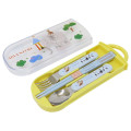 Japan Curious George Bento Lunch Cutlery Set Spoon Fork Chopstick - Penguin Yellow Blue - 1