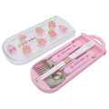 Japan Kobito Bento Lunch Cutlery Set Spoon Fork Chopstick - Pink White - 1