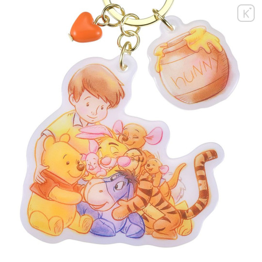Japan Disney Store Acrylic Charm Keychain - Winnie the Pooh : Friends Hug Smile - 4