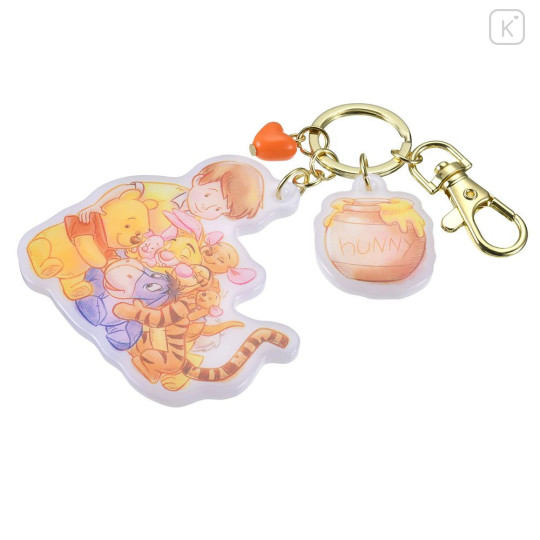 Japan Disney Store Acrylic Charm Keychain - Winnie the Pooh : Friends Hug Smile - 5