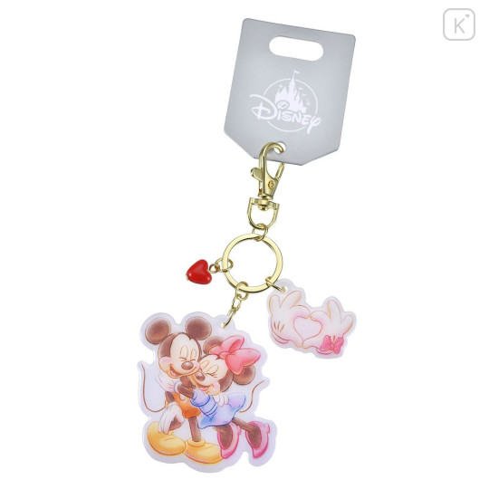 Japan Disney Store Acrylic Charm Keychain - Mickey & Minnie : Hug Smile - 2