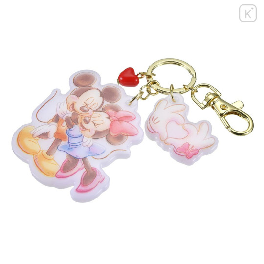 Japan Disney Store Acrylic Charm Keychain - Mickey & Minnie : Hug Smile - 5