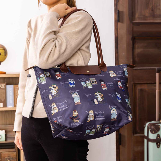Japan Mofusand Boat Shaped Tote Bag - Mofumofu Journey Cat : Cats of the World Beige - 4