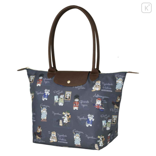 Japan Mofusand Boat Shaped Tote Bag - Mofumofu Journey Cat : Cats of the World Navy - 1