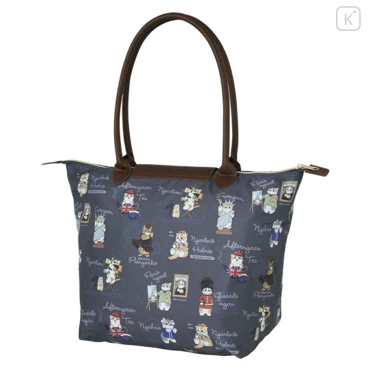 Japan Mofusand Boat Shaped Tote Bag - Mofumofu Journey Cat : Cats of the World Navy - 7
