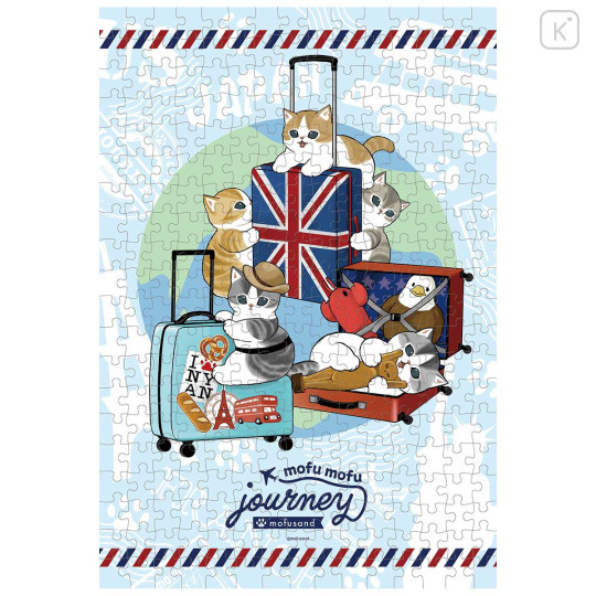 Japan Mofusand Jigsaw Puzzle 300pcs - Mofumofu Journey Cat : Travel Flight Nyan - 1