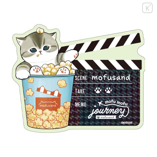 Japan Mofusand Glitter Hologram Sticker - Mofumofu Journey Cat : Popcorn Movie - 1