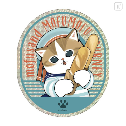 Japan Mofusand Glitter Hologram Sticker - Mofumofu Journey Cat : Parisian French Bread Nyan - 1