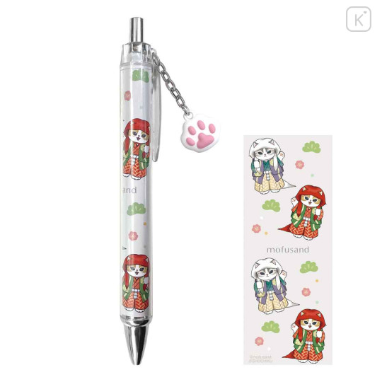 Japan Mofusand Ballpoint Pen - Mofumofu Journey Cat : Kabuki Lion Renjishi - 1