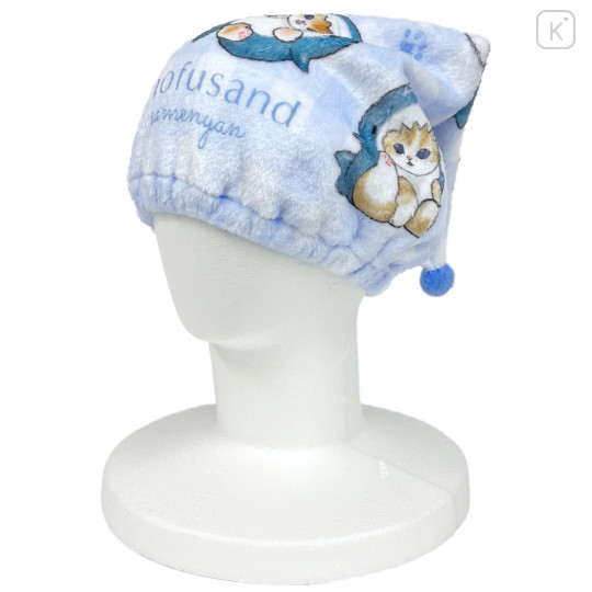 Japan Mofusand Kids Towel Cap - Shark Cat Blue - 2
