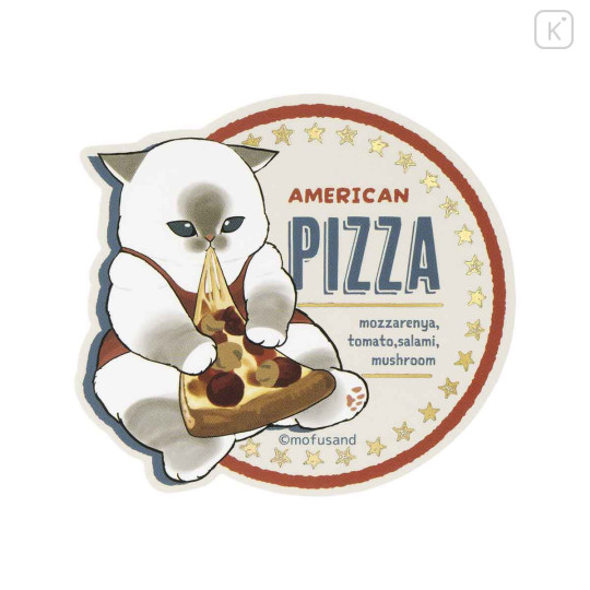 Japan Mofusand Shiny Foil Stamp Sticker - Mofumofu Journey Chubby Pizza Cat - 1