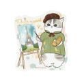 Japan Mofusand Shiny Foil Stamp Sticker - Mofumofu Journey Artist Painter Holiday - 1