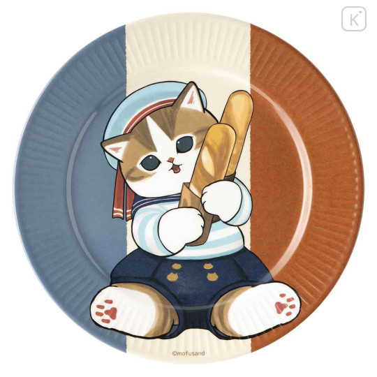 Japan Mofusand Melamine Plate 21cm - Mofumofu Journey Cat : Parisian French Bread Nyan France - 1