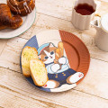 Japan Mofusand Melamine Plate 21cm - Mofumofu Journey Cat : Parisian French Bread Nyan France Baguette - 2