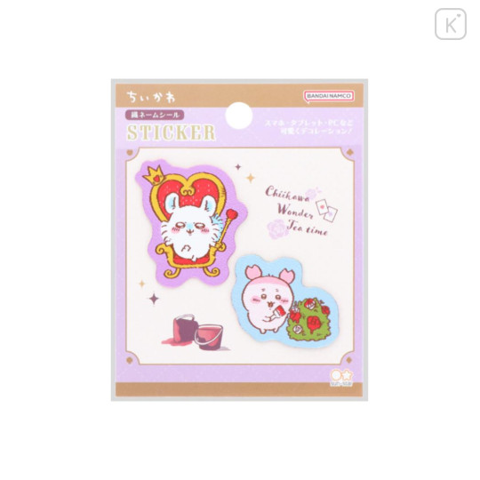 Japan Chiikawa Embroidery Sticker - Furuhonya Kani-chan & Momonga : Wonder Tea Time - 1