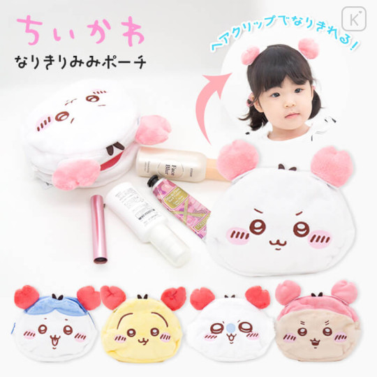 Japan Chiikawa Mini Pouch with Hair Clip - Furuhonya Kani-chan : Pretend Crab - 7