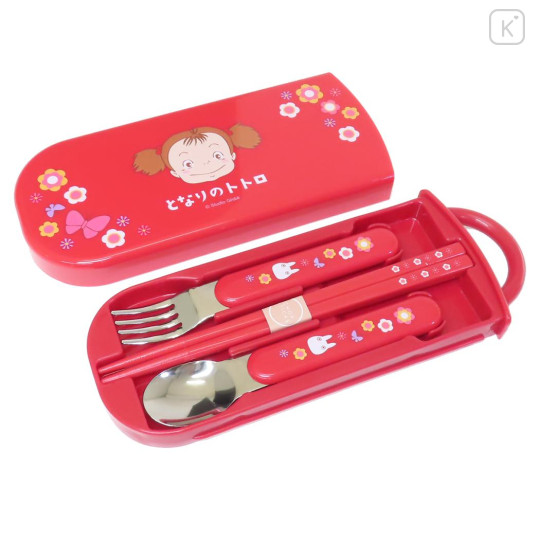 Japan Ghibli Bento Lunch Cutlery Set Spoon Fork Chopstick - My Neighbor Totoro : Mei : Red - 1
