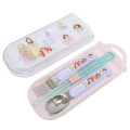 Japan Disney Bento Lunch Cutlery Set Spoon Fork Chopstick - Disney Princess : Pink Purple Mint - 1