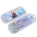 Japan Disney Bento Lunch Cutlery Set Spoon Fork Chopstick - Anna & Elsa : Purple White - 1