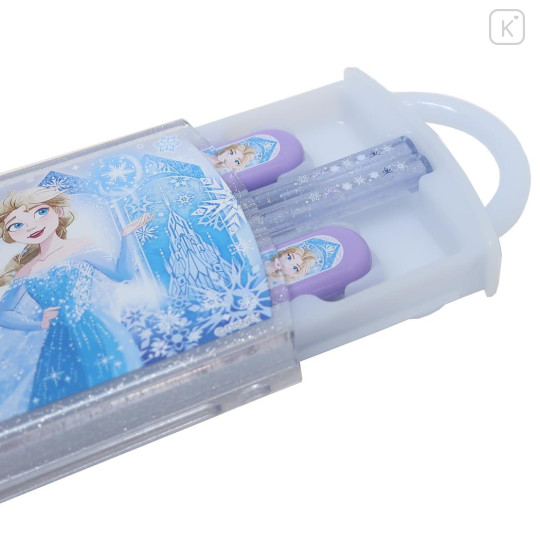 Japan Disney Bento Lunch Cutlery Set Spoon Fork Chopstick - Anna & Elsa : Purple White - 2